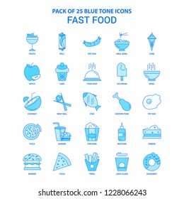 Fast food Blue Tone Icon Pack - 25 Icon Sets