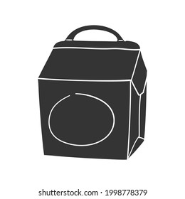 Fast Food Box Icon Silhouette Illustration. Restaurant Menu Decoration Vector Graphic Pictogram Symbol Clip Art. Doodle Sketch Black Sign.