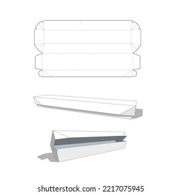 Fast Food - Box packaging design template for grilled sausages, long potatoes, long fast food snacks. packaging design template pasting die cut - vector