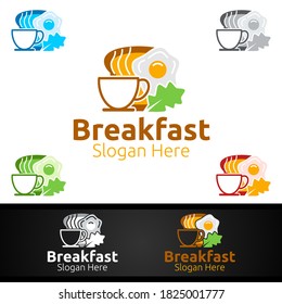 Fast Food Breakfast Delivery Service Logo for Restaurant, Cafe or Online Catering Delivery 