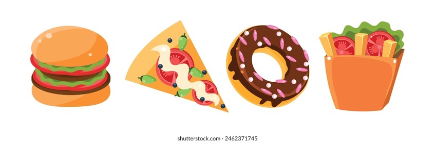 Fast Food Bright Object and Item Vector Set