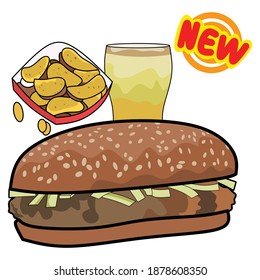 fast food brochure vector illustration with new menu showcase, very suitable for advertising fast food, dining promotion