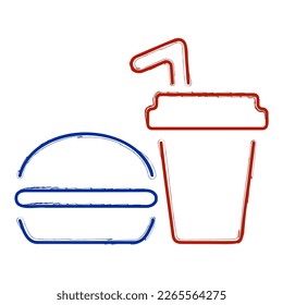 fast food brush on white background, vector illustration.