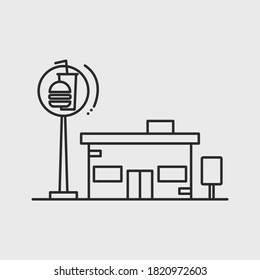 Fast food building icon. Fast food concept. Vector illustration 