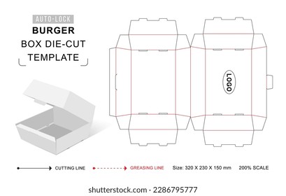 Fast food burger box die cut template