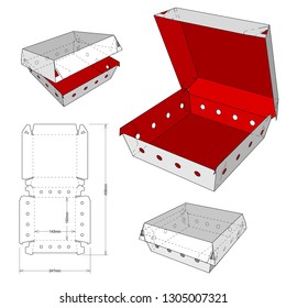 Fast Food Burger Box and Die-cut Pattern. The .eps file is full scale and fully functional. Prepared for real cardboard production.