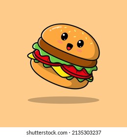 Fast food burger cartoon. flat cartoon illustration