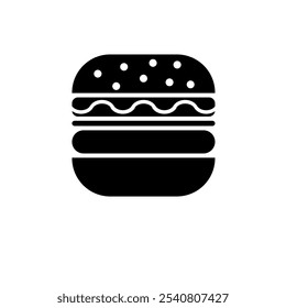 Fast Food Burger, Cheeseburger, Hamburger Solid Flat Vector Icon Isolated on White Background.