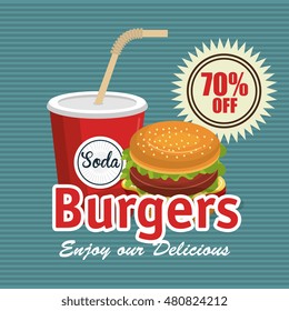 fast food burger design isolated