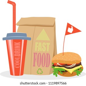 fast food. Burger and a drink