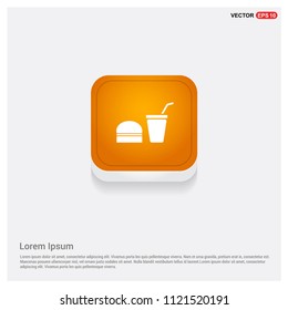 Fast Food Burger and Drink Icon Orange Abstract Web Button - Free vector icon