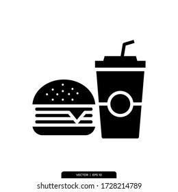 Fast Food Burger and drink Icon Vector Illustration Logo Template