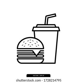 Fast Food Burger and drink Icon Vector Illustration Logo Template
