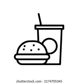 Fast food or burger and drink outline isolated icon.