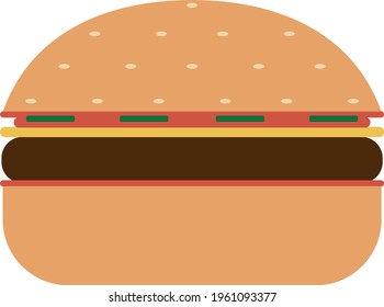 fast food burger flat isolated 2d vector.