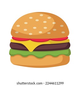Vectorarte plano de hamburguesa de comida rápida