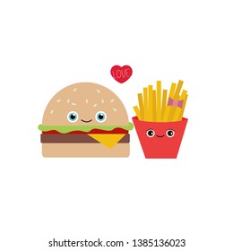 Fast food burger, french fries - Vector - Illustration