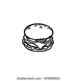 Fast food. Burger. Isolated object on white background.