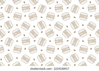 Fast food burger line seamless pattern vector design