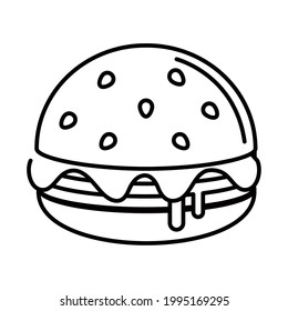 fast food burger outline isolated icon