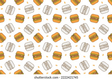 Burger de comida rápida diseño de vectores sin fisuras
