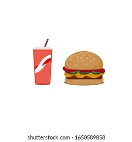 Fast Food Burger with Soda Drink vector,Fast Food and Junk Food Concept,Burger and Cola.