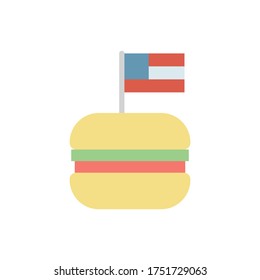 Fast food burger USA flag icon. Simple color vector elements of America icons for ui and ux, website or mobile application