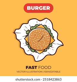 Fast food burger vector illustration