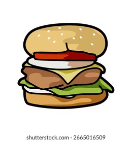 fast food burger vector image