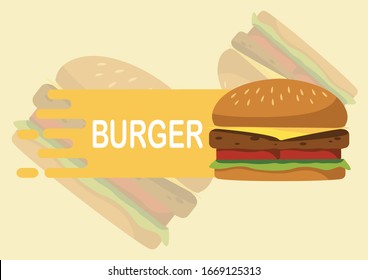 Fast Food Burger vector logo design. Quick delivery with fast speed effect concept .