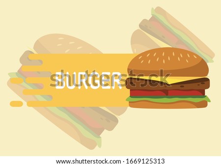 Fast Food Burger vector logo design. Quick delivery with fast speed effect concept .