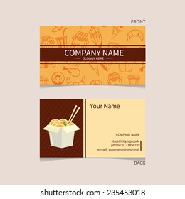 Fast Food  Business Card. Vector