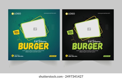 Fast food business marketing social media post or web banner Design,