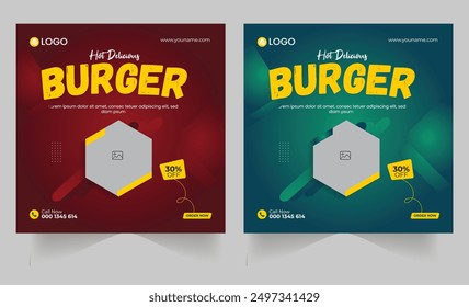 Publicidad de negocios de comida rápida en redes sociales o diseño de Anuncios de Web,