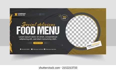 Fast food business promotion web banner template design, Restaurant Fast food social media cover template design - web banner