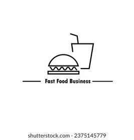 Fast food business vector icon editable stroke on white background.