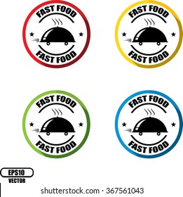 Fast food, Button, label and sign - Vector illustration