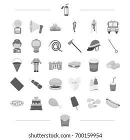 , fast food, cafe, business and other web icon in black stylechips, sausage, protection. icons in set collection.