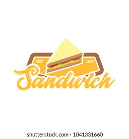 Fast food cafe and sandwich shop sign of ham and cheese sandwich with tomato, cucumber and lettuce, header Express Delivery