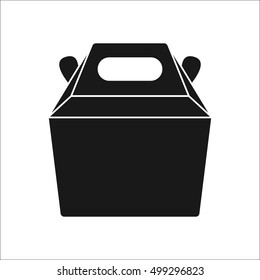 Fast food carrying box container symbol sign silhouette icon on background