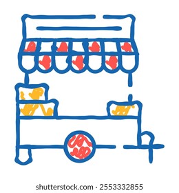 fast food cart doodle icon sketch vector. fast food cart sign. isolated symbol illustration