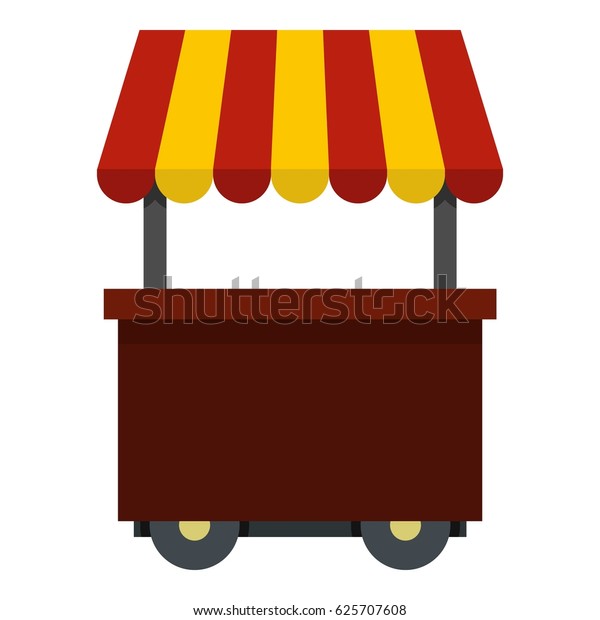 Fast food cart icon flat isolated on white\
background vector\
illustration