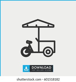 Fast Food Cart Icon. Simple Outline Fast Food Cart Vector Icon. On White Background.