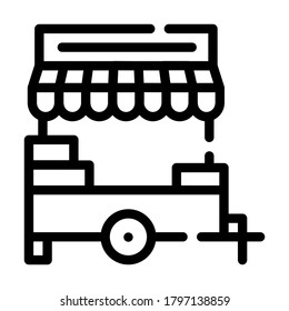 fast food cart line icon vector. fast food cart sign. isolated contour symbol black illustration