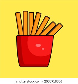 Fast Food Cartoon French Fries. Can be used for illustration, icon and design decoration. Vector illustration. Flat Illustration.