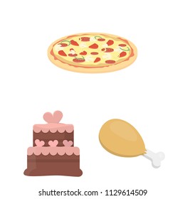 Fast food cartoon icons in set collection for design.Food from semi-finished products vector symbol stock web illustration.