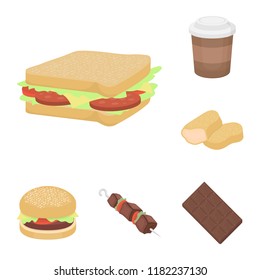 Fast food cartoon icons in set collection for design.Food from semi-finished products vector symbol stock web illustration.