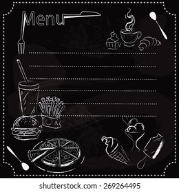 Fast food chalkboard menu