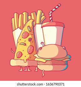 Fast food character vector illustration. Food, healthy, diet design concept	