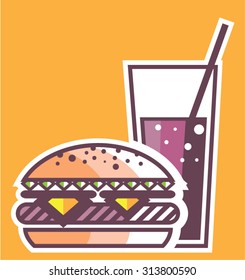 Fast Food Cheeseburger and Drink